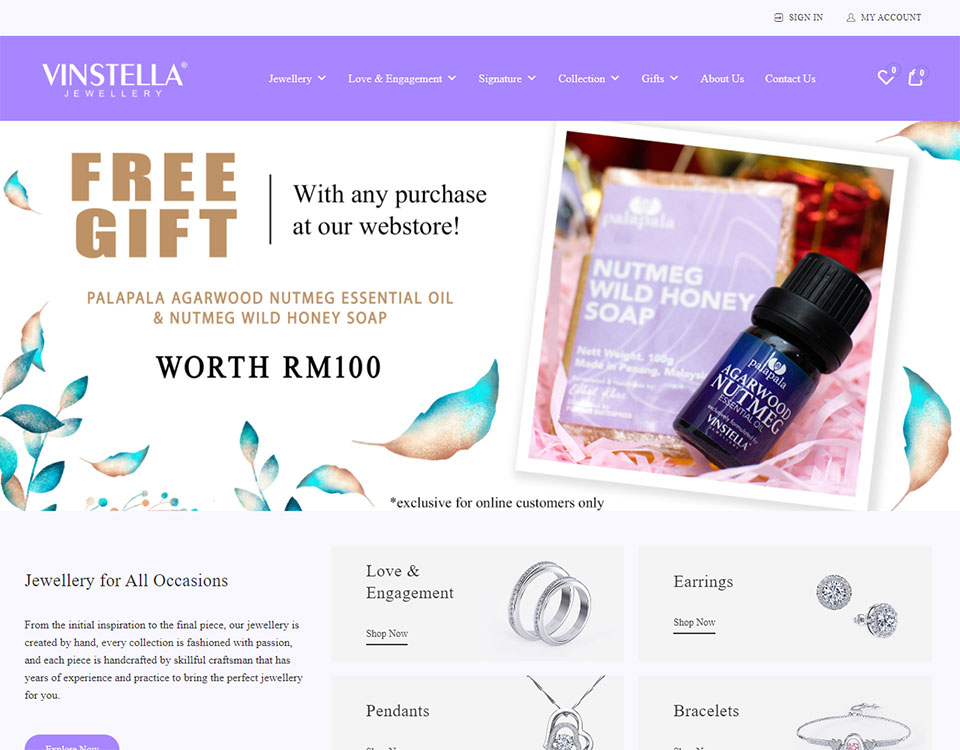 Vinstella E-commerce website